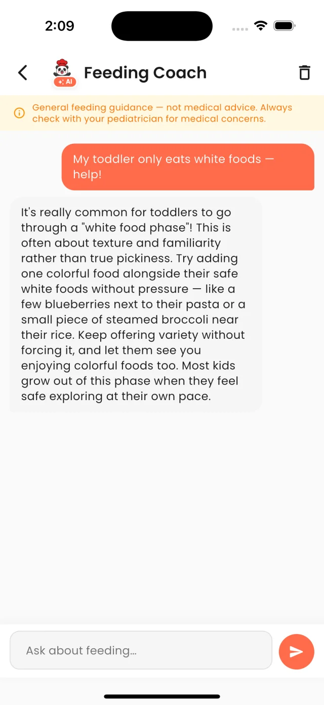 ToddlerBites Feeding Coach conversation