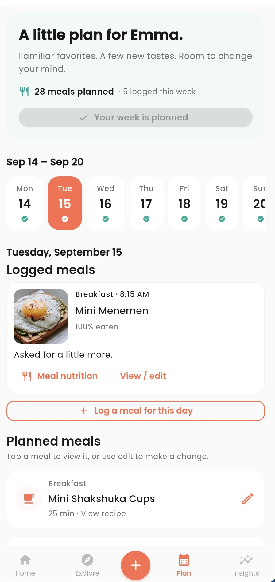 ToddlerBites weekly meal planner