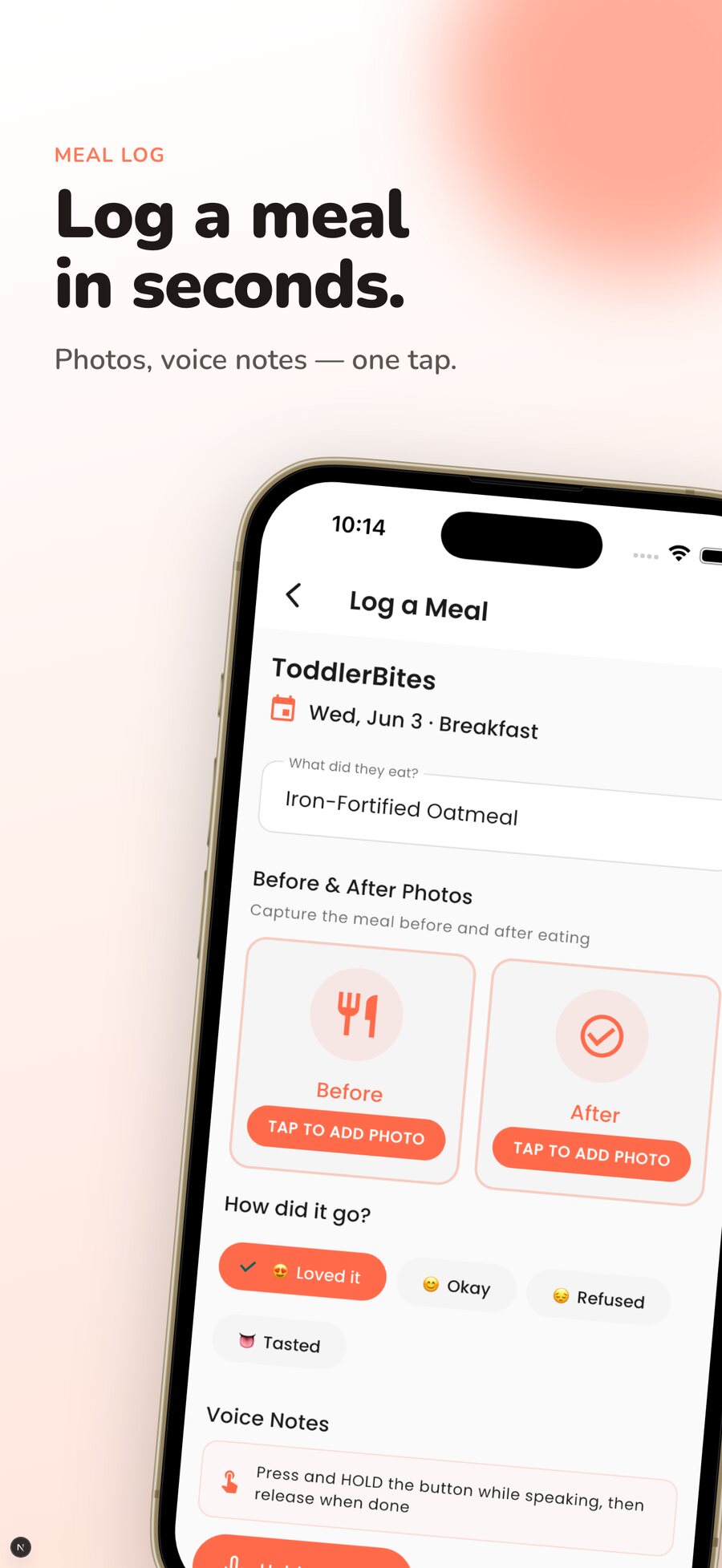 Log a meal in seconds